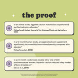 The proof: three research findings on eggshell calcium and Aquamin marine algae calcium, with their citations, starting with an animal study where eggshell calcium matched or outperformed purified calcium carbonate
