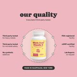 Our quality: every batch third-party tested. Third-party tested for heavy metals and for microbial safety, no synthetic additives, FDA-registered facility, cGMP-certified facility, lab reports on request, made in Hauppauge, New York